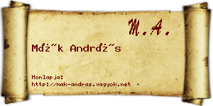 Mák András névjegykártya