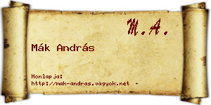 Mák András névjegykártya